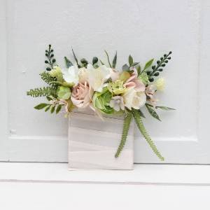 Blush Pink, Ivory & Soft Olive Green Pocket Boutonniere 5488