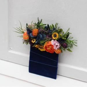 Orange, Blue, Purple, Pink & Green Wedding Pocket Boutonniere 5392-2