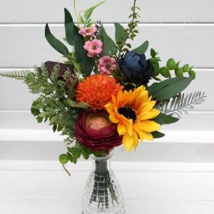 Colorful Sunflower Mini Bouquet for Vase in Orange, Blue, Purple, Pink & Green 5392-2