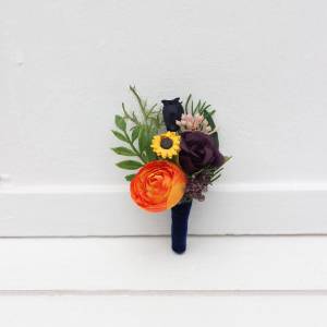 Sunflower Boutonniere: Navy Blue, Orange, Purple & Pink 5392-2