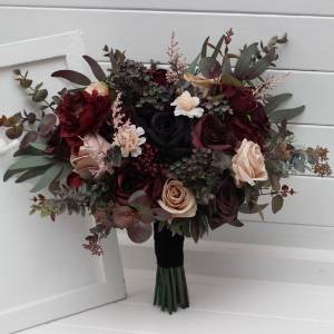 Purple, Burgundy & Beige Moody Bridal Bouquet 5016