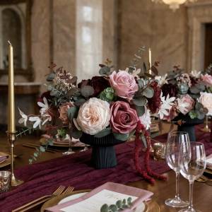 Burgundy Dusty Rose Blush Pink Table Centerpiece 5491