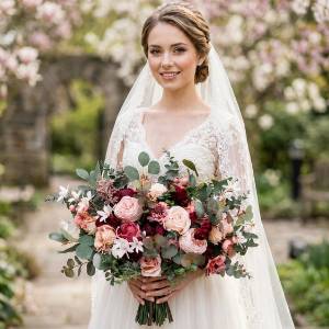 Burgundy Dusty Rose Blush Pink Bridal & Bridesmaid Bouquets 5491