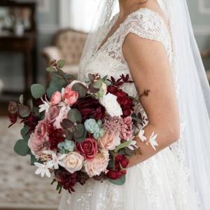 Burgundy Dusty Rose Blush Pink Round Bridal & Bridesmaid Bouquets 5491