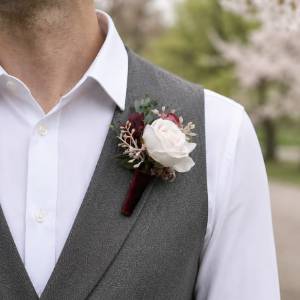 Burgundy Dusty Rose Blush Pink Boutonnieres 5491