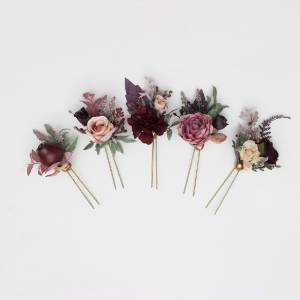 Set of 5 Hair Pins: Mauve, Purple & Beige. 5180