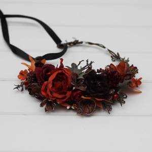 Rust, Burgundy & Cinnamon Wedding Floral Headpiece 0022 Rust, Burgundy & Cinnamon Wedding Floral Headpiece 0022