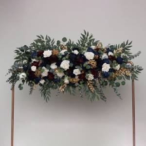  Navy Blue, Ivory, Burgundy & Gold Flower Arch Arrangement  5496
