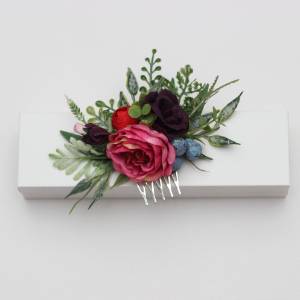 Red, Pink & Purple Mini Floral Hair Comb 5499