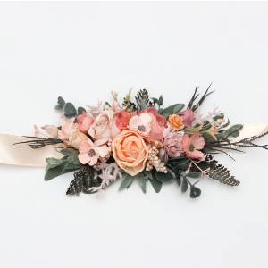 Dusty Rose, Blush Pink & Peach Floral Sash Belt  5500