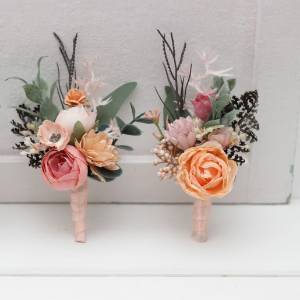 Dusty Rose, Blush Pink & Peach Wedding Boutonniere 5500