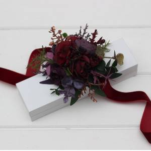 Burgundy, Deep Purple & Forest Green Wrist Corsage 5497