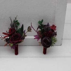 Burgundy, Deep Purple & Forest Green Boutonniere 5497