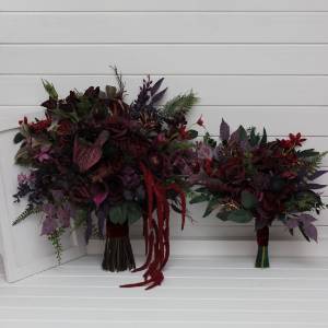 Burgundy, Deep Purple & Forest Green Bridal and Bridesmaid Bouquets 5497