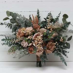 Wedding bouquets in beige brown colors. Bridal bouquet. Faux bouquet. Bridesmaid bouquet. 0507