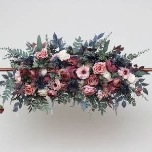  Flower arch arrangement in navy blue dusty rose mauve colors.  Arbor flowers. Floral archway. Faux flowers for wedding arch. 5012