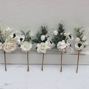  Set of 5  hair pins in  white color scheme. Hair accessories. Flower accessories for wedding.  5013