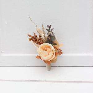  Orange Rust Peach Wedding Boutonniere. 5017