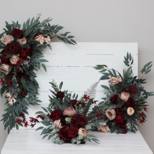  Flower arch arrangement in burgundy beige colors.  Arbor flowers. Floral archway. Faux flowers for wedding arch. 5018