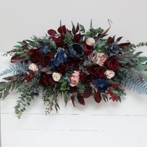  Flower arch arrangement in burgundy navy blue blush pink colors.  Arbor flowers. Floral archway. Faux flowers for wedding arch. 5022-1