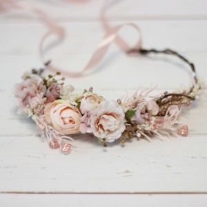 Blush pink  flower crown. Hair wreath. Flower girl crown. Wedding flowers. 5027