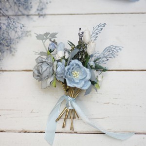  Set of 7 hair pins in dusty blue color scheme. Hair accessories. Flower accessories for wedding.  5033