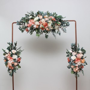  Flower arch arrangement in  blush pink white peach sage green colors.  5035