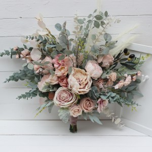 Wedding bouquets in beige blush pink colors. Bridal bouquet. Faux bouquet. Bridesmaid bouquet. 5043