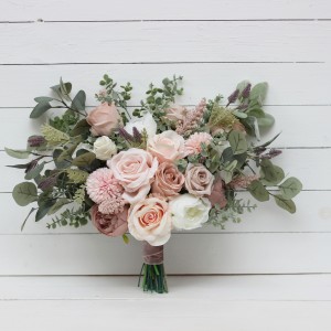 Wedding bouquets in beige blush pink colors. Bridal bouquet. Faux bouquet. Bridesmaid bouquet. 5043-1