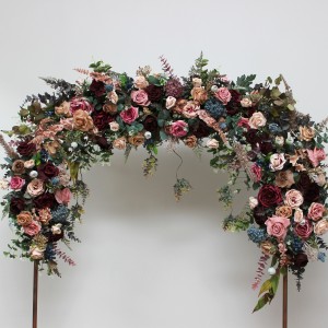  Flower arch arrangement in burgundy dusty rose blue colors.  Arbor flowers. Floral archway. Faux flowers for wedding arch. 5188