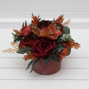 Burgundy dusty rose terracotta rust centerpiece. Table decor. Wedding flowers in box. 5294 Burgundy dusty rose terracotta rust centerpiece. Table decor. Wedding flowers in box. 5294