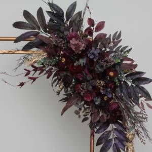 Flower arch arrangement in deep purple burgundy gold colors. Arbor flowers. Floral archway. Faux flowers for wedding arch. 5223 Flower arch arrangement in deep purple burgundy gold colors. Arbor flowers. Floral archway. Faux flowers for wedding arch. 5223