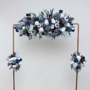  Flower arch arrangement in dusty blue navy blue burgundy white colors.  Arbor flowers. Floral archway. Faux flowers for wedding arch. 5063