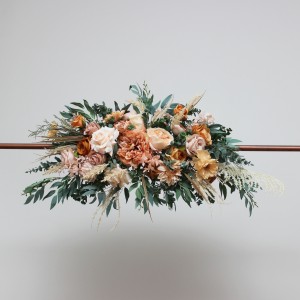  Flower arch arrangement in orange blush pink colors.  Arbor flowers. Floral archway. Faux flowers for wedding arch. 5071