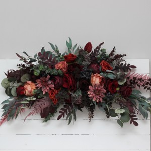  Flower arch arrangement in deep burgundy red blue colors.  Arbor flowers. Floral archway. Faux flowers for wedding arch. 5077