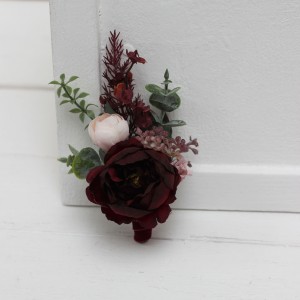  Wedding boutonnieres and wrist corsage  in burgundy blush pink color scheme. Flower accessories. 5080