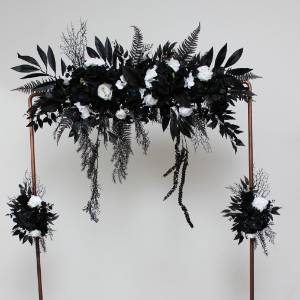  Flower arch arrangement in black and white colors.  Arbor flowers. Floral archway. Faux flowers for wedding arch. 5086