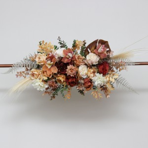  Flower arch arrangement in orange ivory rust terracotta colors.  Arbor flowers. Floral archway. Faux flowers for wedding arch. 0036