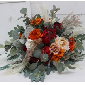 Boho protea bouquet. Rust vine beige white wedding. Bridal bouquet. Faux bouquet. Fall wedding. Silk flowers. Boho flowers. 5149