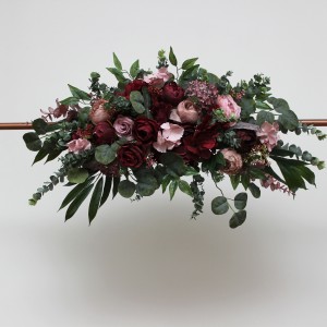  Flower arch arrangement in burgundy mauve dusty rose colors.  Arbor flowers. Floral archway. Faux flowers for wedding arch. 5099