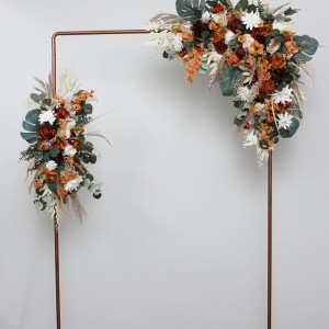  Flower arch arrangement in burnt orange ivory colors.  Arbor flowers. Floral archway. Faux flowers for wedding arch. 5109