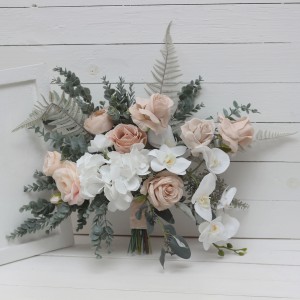 Wedding bouquets in white beige colors. Bridal bouquet. Faux bouquet. Bridesmaid bouquet. 5119-0023