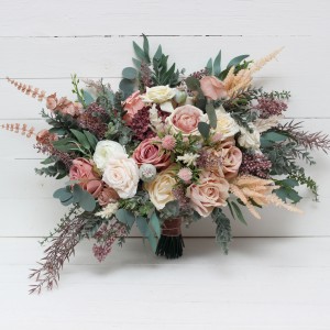 Wedding bouquets in dusty rose cream blush pink colors. Bridal bouquet. Faux bouquet. Bridesmaid bouquet. 5122