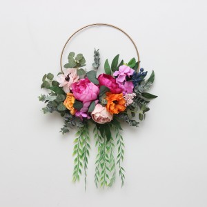 Jewel-tone wedding. Emerald green orange pink magenta flowers. Alternative bridesmaid bouquet. 5127