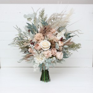 Boho bouquet. Pampas grass bouquet. Blush pink beige cream flowers. Bridal bouquet. Faux bouque.t Fall wedding. Boho wedding. Silk flowers. 5132