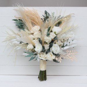 Boho bouquet. Pampas grass bouquet. Ivory cream flowers. Bridal bouquet. Faux bouquet. Fall wedding. Boho wedding. Silk flowers. 5135