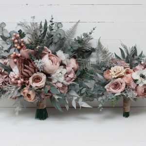 Sage green gray greenery. Blush pink beige white bridal bouquet. Faux bouquet. Wedding flowers. Boho wedding bouquet. Anemone bouquet. Bridesmaid bouquet. 5145 Sage green gray greenery. Blush pink beige white bridal bouquet. Faux bouquet. Wedding flowers. Boho wedding bouquet. Anemone bouquet. Bridesmaid bouquet. 5145