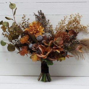 Wedding bouquets in mustard olive brown colors. Bridal bouquet. Faux bouquet. Bridesmaid bouquet. 5163