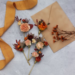 Set of  6 bobby pins in rust orange color scheme. Hair accessories. Flower accessories for wedding.  5193-8005