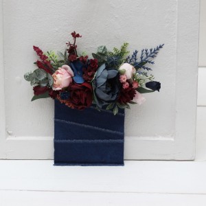 Pocket boutonniere in burgundy navy blue blush pink color scheme. Flower accessories. 5022
